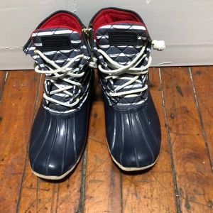 SPERRY TOP-SIDER Saltwater Navy Blue Waterproof Duck Rain Snow Boots sz 7